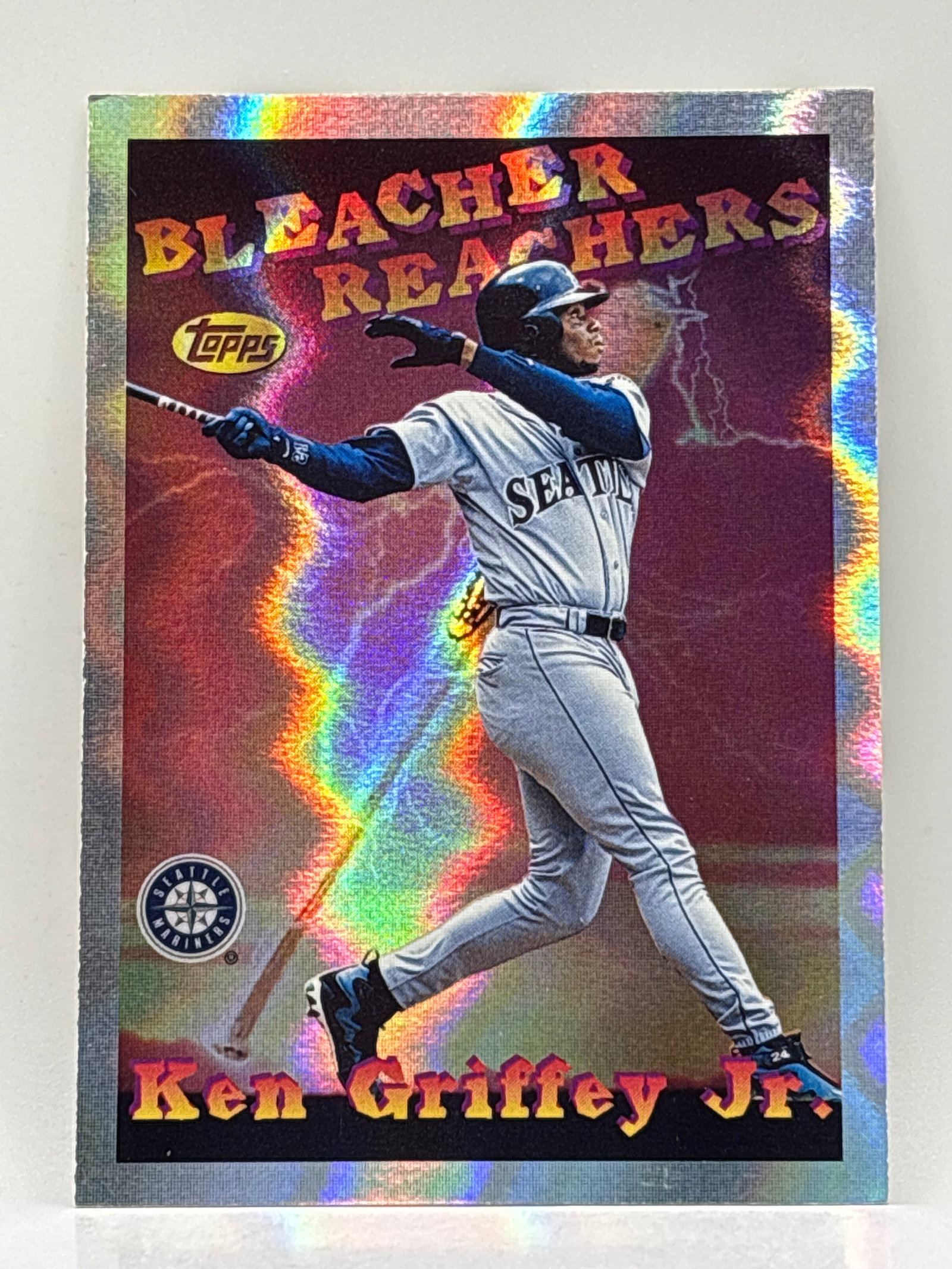 1997 TOPPS KEN GRIFFEY JR BLEACHER REACHERS INSERT HOLO: THE HOBBY BOX