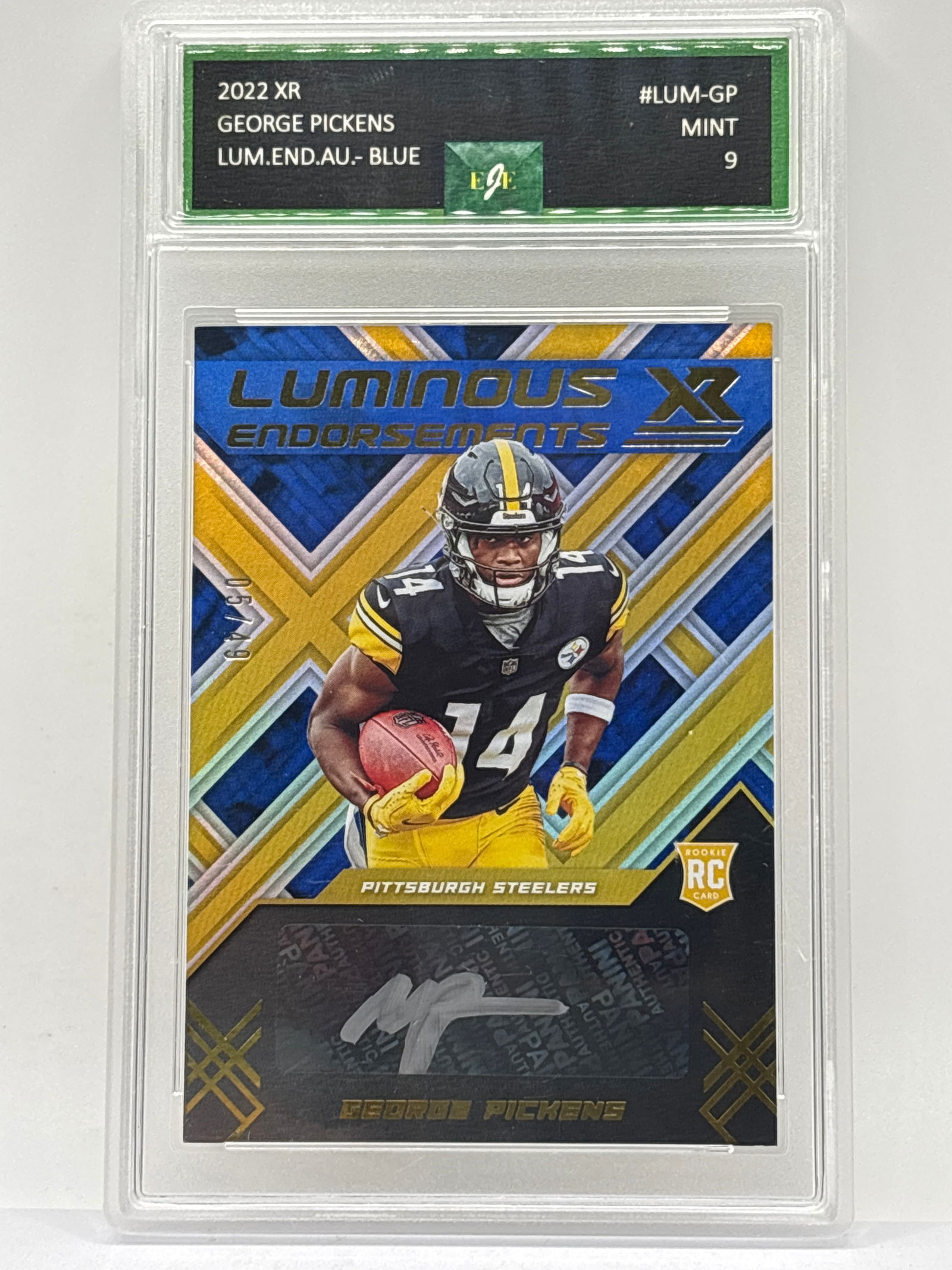 2022 PANINI XR LUMINOUS ENDORSEMENTS GEORGE PICKENS AUTOGRAPHED ROOKIE CARD GRADED MINT 9 (1 of 5)
