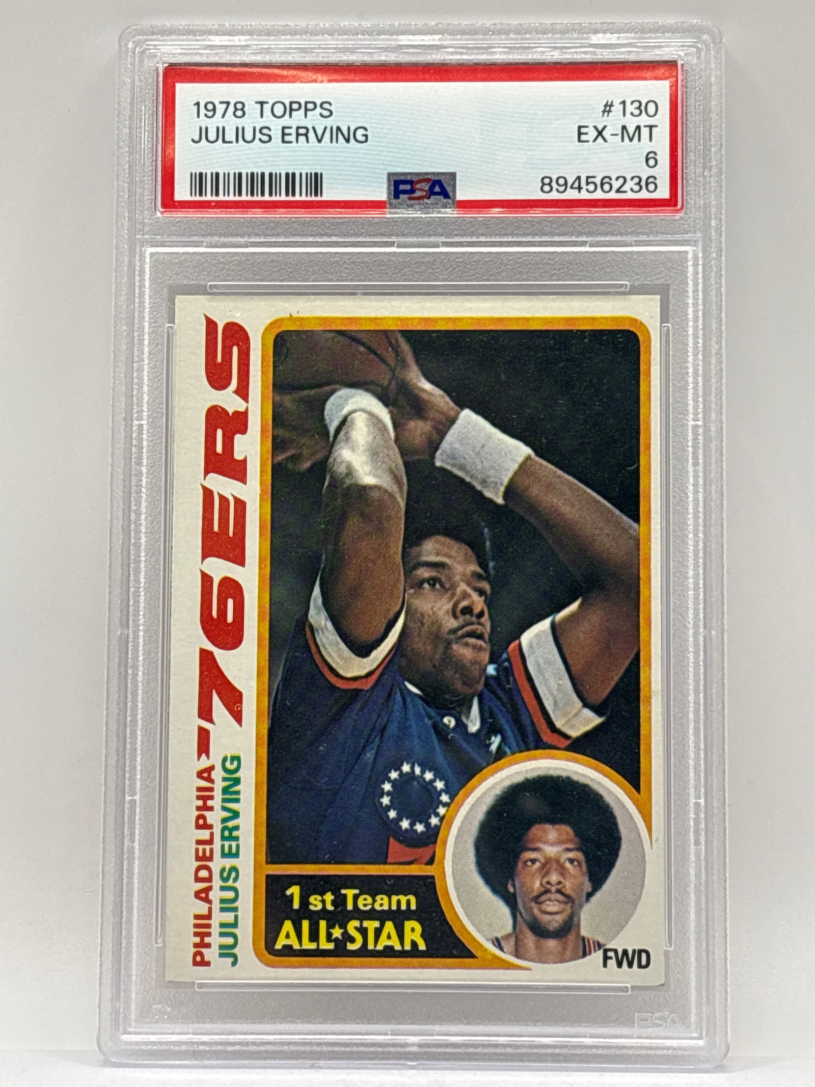 1978 TOPPS JULIUS ERVING 1ST TEAM ALL-STAR GRADED PSA EX-MT 6 (1 of 2)