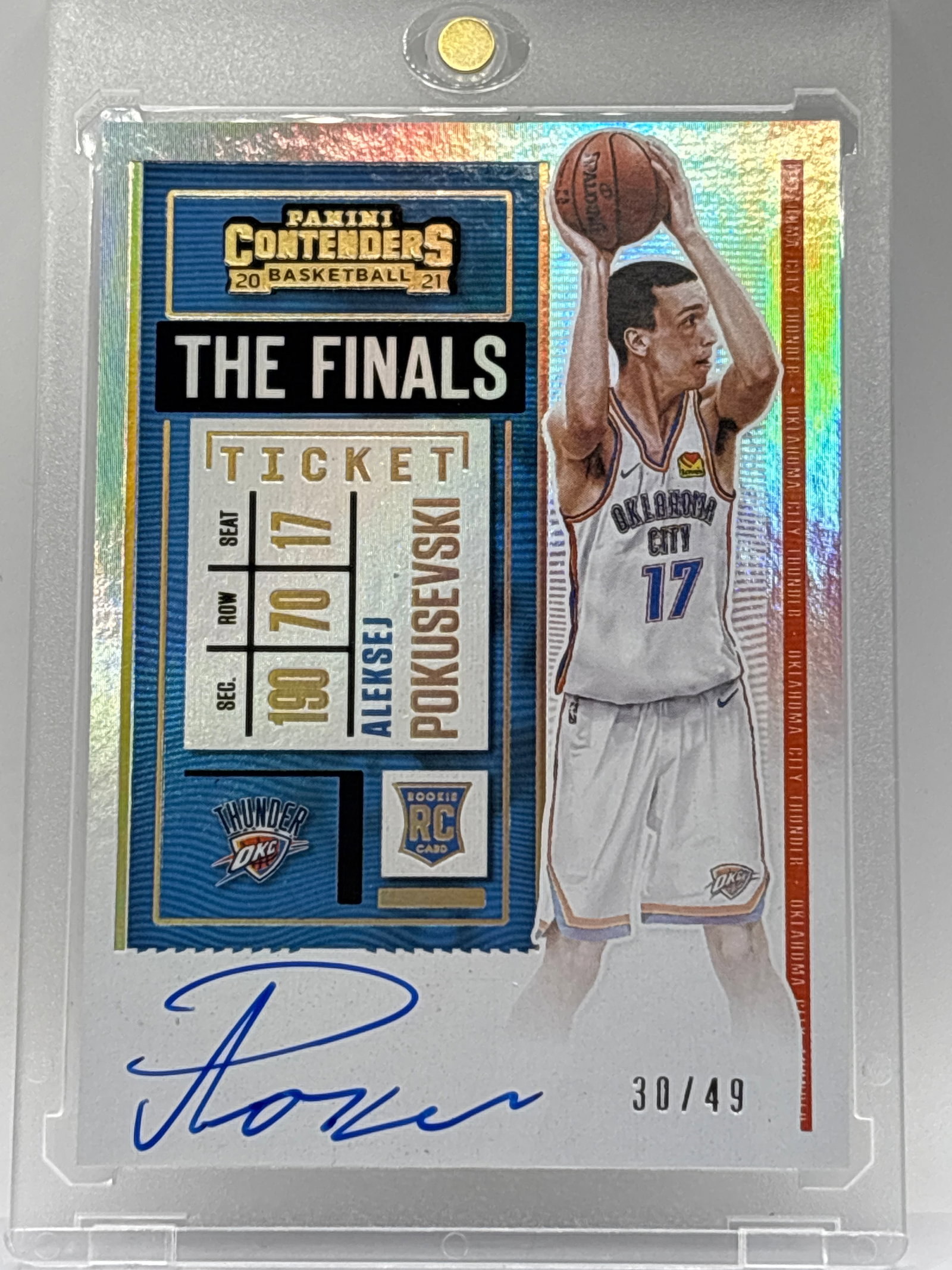 30/49!! 2020-21 PANINI CONTENDERS ALEXSEJ POKUSEVSKI THE FINAL AUTOGRAPHED SILVER FOIL ROOKIE CARD: THE HOBBY BOX