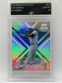 2016 PANINI ELITE EX ELOY JIMENEZ AUTOGRAPHED SILVER FOIL RC GRADED GEM MINT 10