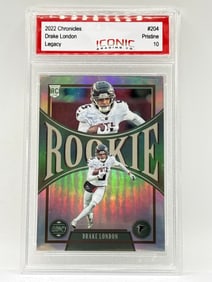 2022 PANINI CHRONICLES DRAKE LONDON LEGACY PRIZM HOLO ROOKIE CARD GRADED PRISTINE 10