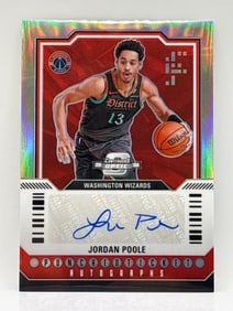 9/125!! 2023-24 PANINI CONTENDERS OPTIC JORDAN POOLE AUTOGRAPHED PUNCHEDTICKET SILVER PRIZM HOLO