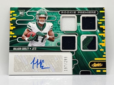 197/299!! 2024 PANINI ABSOLUTE ROOKIE PREMIERE RPA MALACHI CORLEY QUAD PATCH AUTOGRAPHED ROOKIE CARD