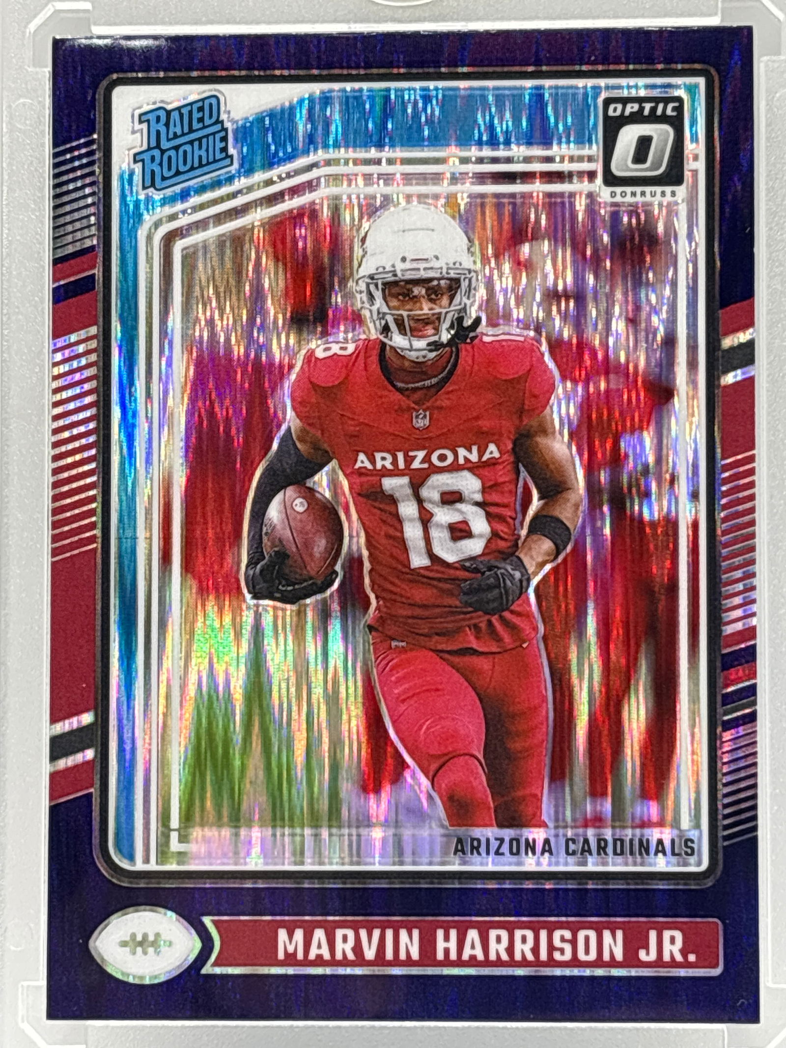 2024 PANINI DONRUSS OPTIC MARVIN HARRISON JR PURPLE SHOCK PRIZM HOLO RATED ROOKIE SP (1 of 2)