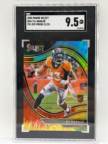 21/25!! 2021 PANINI SELECT KJ HAMLEE TIE-DYE PRIZM HOLO ROOKIE CARD GRADED SGC MINT+ 9.5