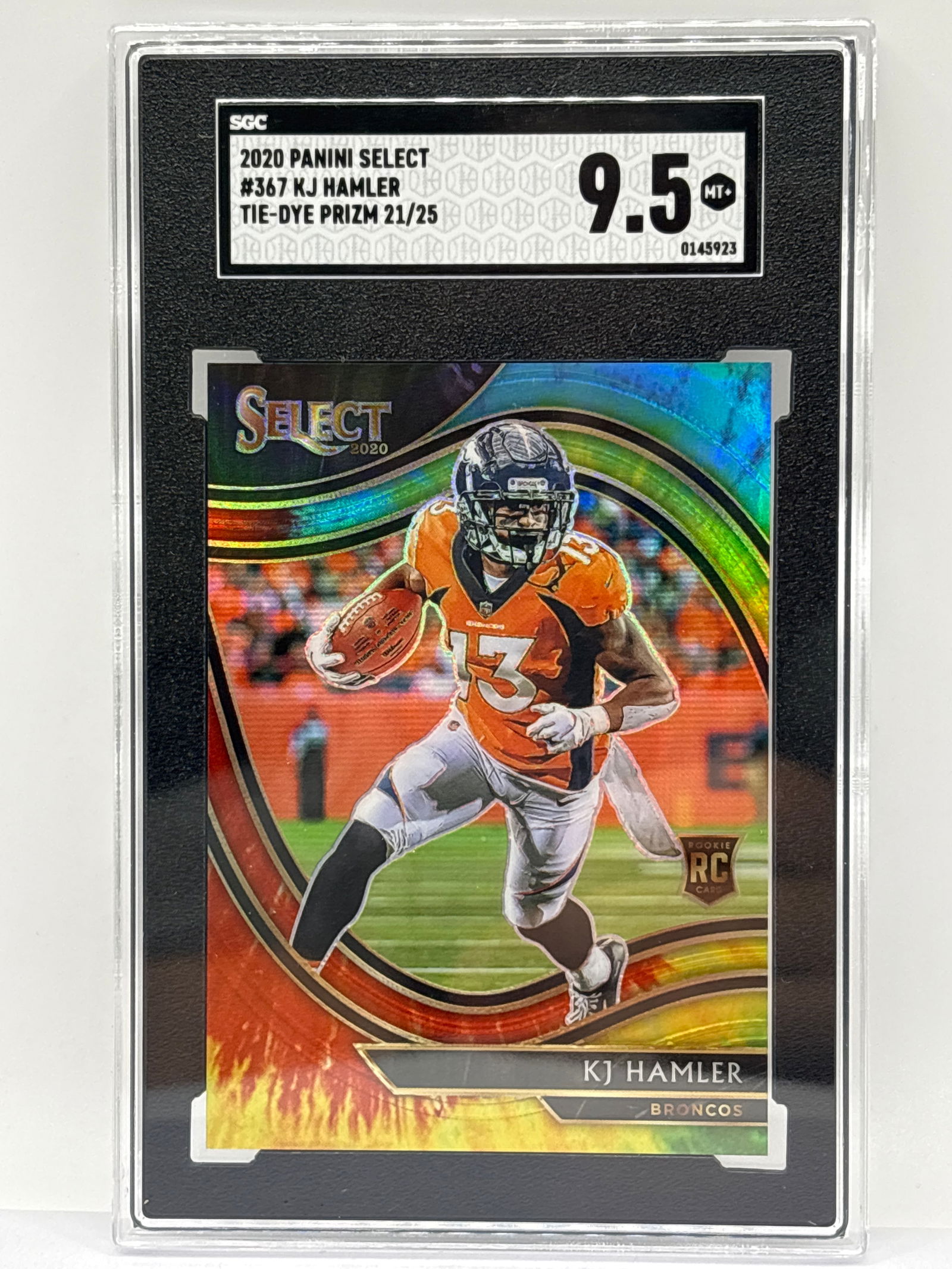 21/25!! 2021 PANINI SELECT KJ HAMLEE TIE-DYE PRIZM HOLO ROOKIE CARD GRADED SGC MINT+ 9.5 (1 of 5)