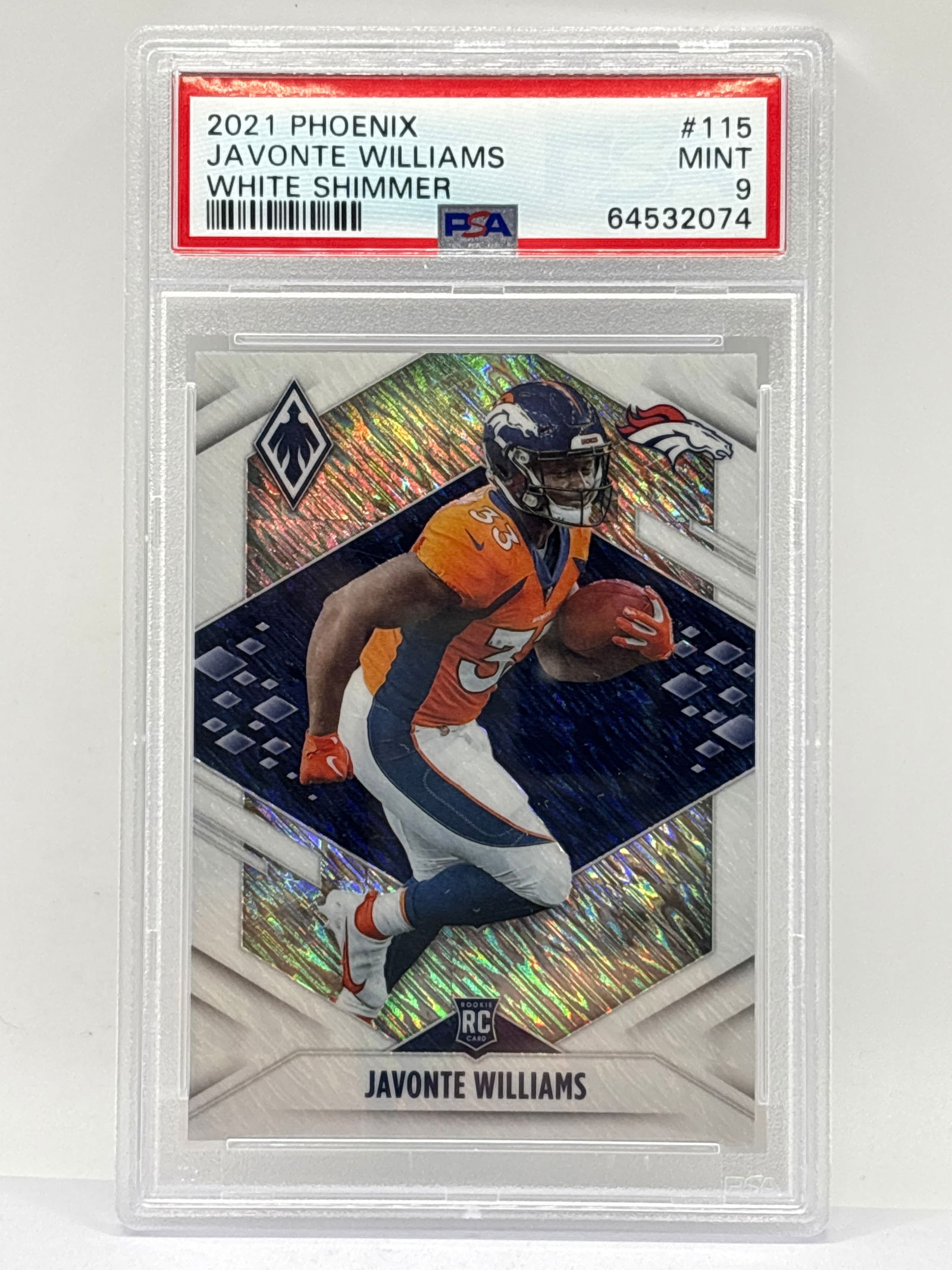RARE 2021 PANINI PHOENIX JAVONTE WILLIAMS WHITE SHIMMER SP ROOKIE CARD GRADED PSA MINT 9 (1 of 4)