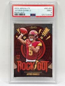 2024 PANINI ABSOLUTE JAYDEN DANIELS ROCK OUT INSERT ROOKIE CARD GRADED PSA MINT 9