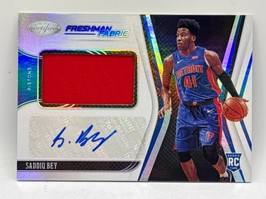 2020-21 PANINI CERTIFIED FRESHMAN FABRIC RPA SADDIQ BEY AUTOGRAPHED ROOKIE PATCH