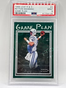4695/5000!! 1998 DONRUSS LEAF ROOKIES & STARS PEYTON MANNING GAME PLAN INSERT GRADED PSA MINT 9