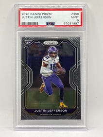 2020 PANINI PRIZM JUSTIN JEFFERSON ROOKIE CARD GRADED PSA MINT 9