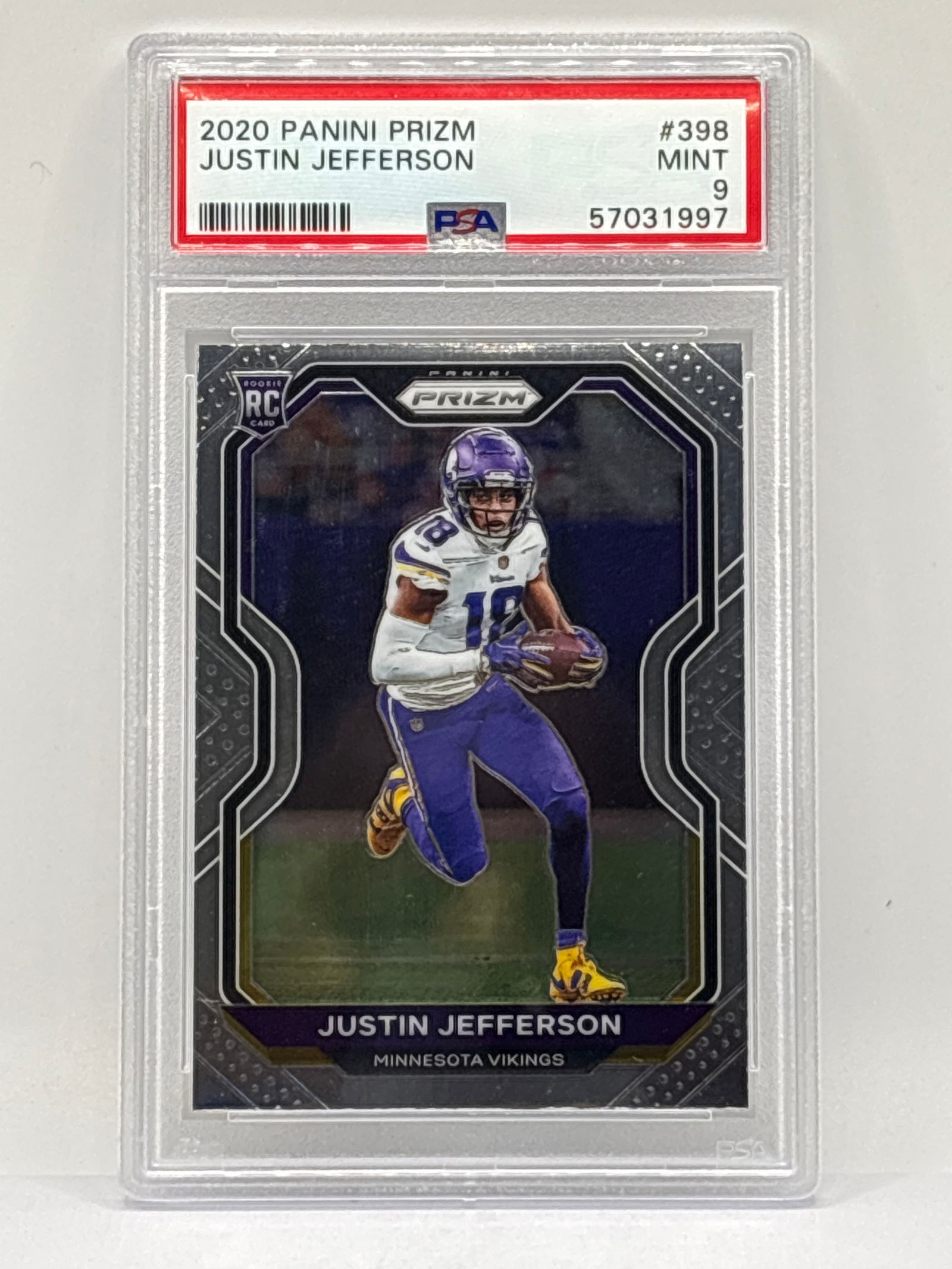 2020 PANINI PRIZM JUSTIN JEFFERSON ROOKIE CARD GRADED PSA MINT 9 (1 of 3)