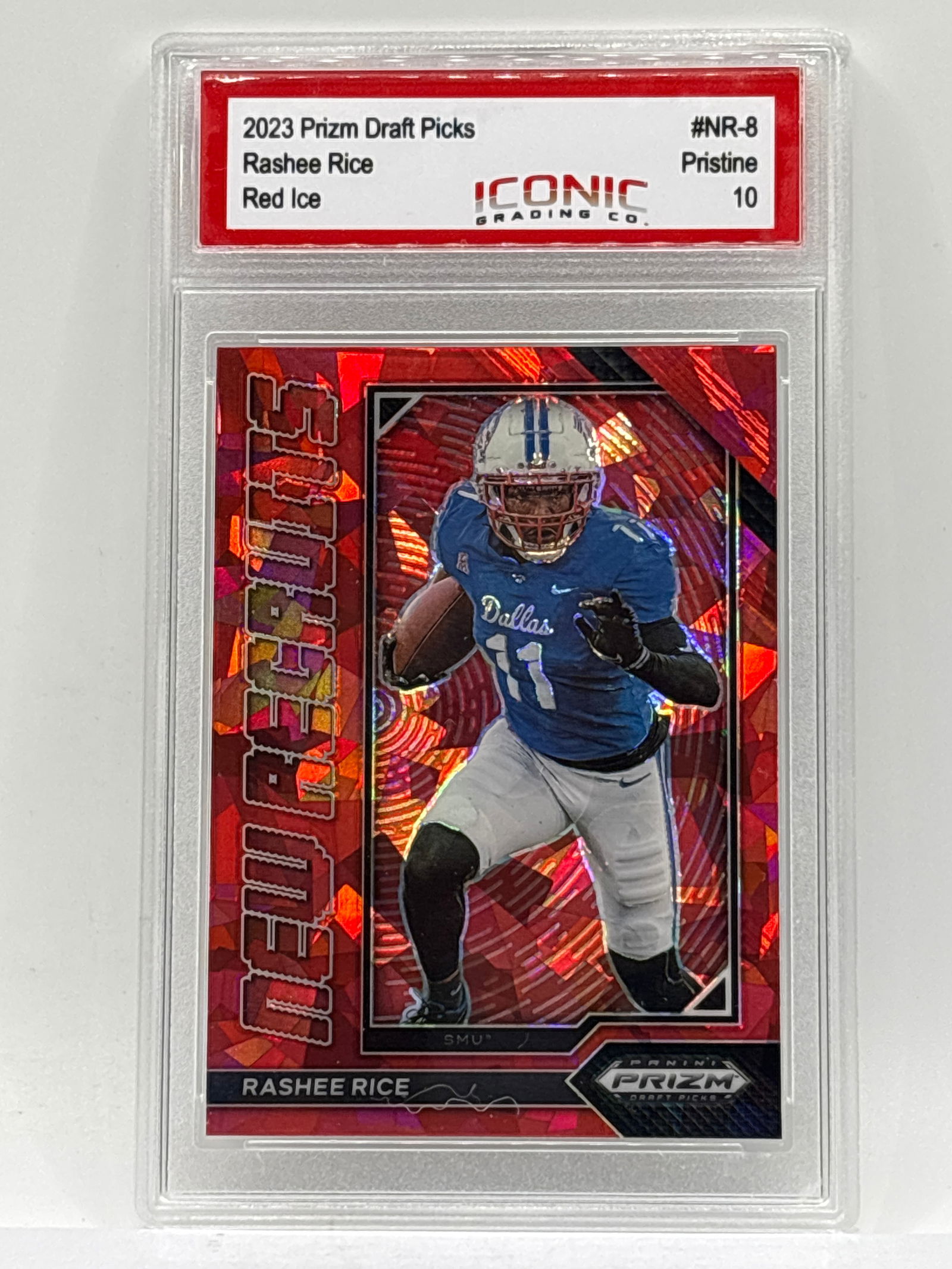 2023 PANINI PRIZM DRAFT PICKS RASHEE RICE NEW GENERATIONS RED CRACKED ICE PRIZM HOLO RC PRISTINE 10 (1 of 4)