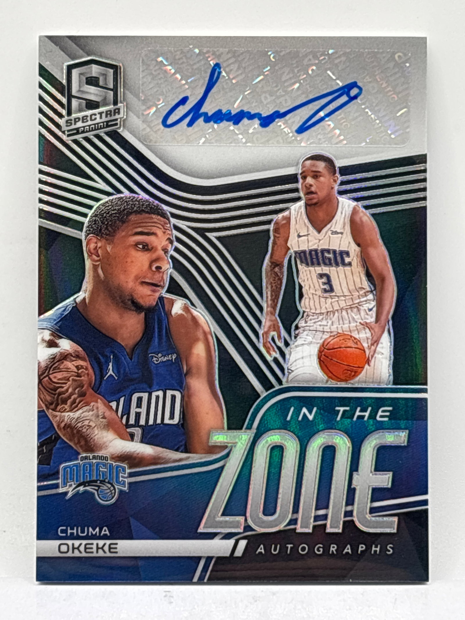 8/99!! 2020-21 PANINI SPECTRA IN THE ZONE CHUMA OKEKE AUTOGRAPHED SILVER PRIZM HOLO: THE HOBBY BOX