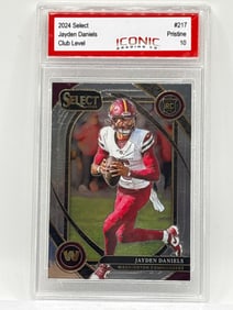 2024 PANINI SELECT CLUB LEVEL JAYDEN DANIELS ROOKIE CARD GRADED PRISTINE 10