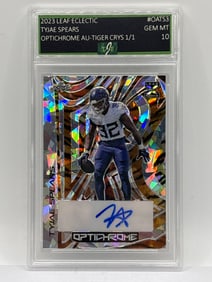 1/1!! 2023 LEAF ECLECTIC TYJAE SPEARS OPTICHROME AUTOGRAPHED TIGER CRYSTALS RC GEM MINT 10