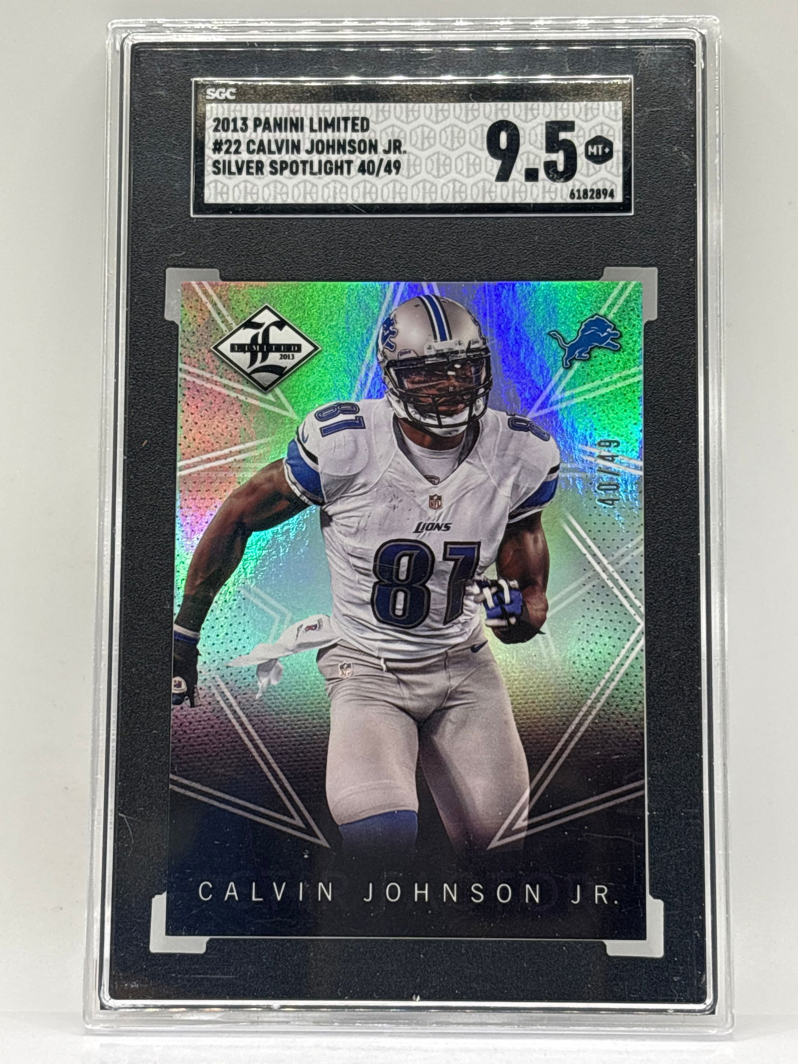 40/49!! 2013 PANINI LIMITED CALVIN JOHNSON JR SILVER SPOLTLIGHT GRADED SGC MINT+ 9.5 (1 of 4)