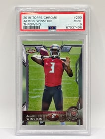2015 TOPPS CHROME JAMEIS WINSTON ROOKIE CARD THROWING VARIATION GRADED PSA MINT 9