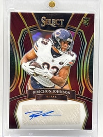 47/75!! 2023 PANINI SELECT ROSCHON JOHNSON AUTOGRAPHED PRIZM HOLO ROOKIE CARD