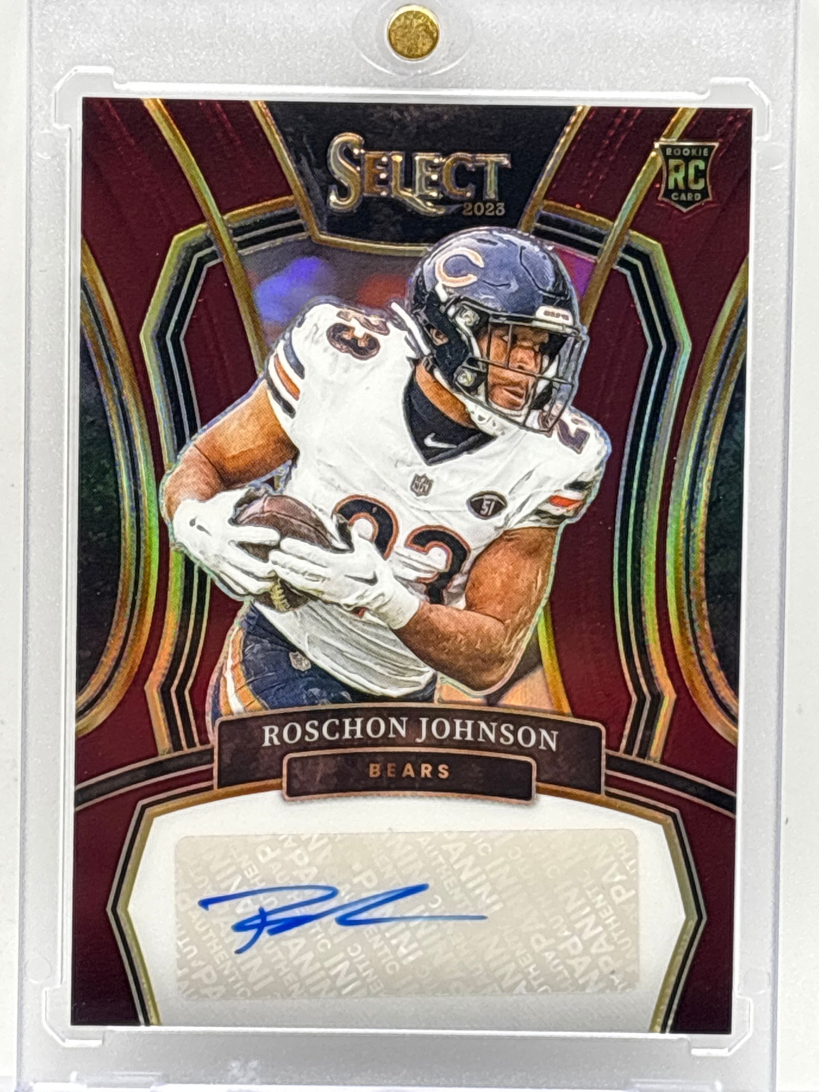 47/75!! 2023 PANINI SELECT ROSCHON JOHNSON AUTOGRAPHED PRIZM HOLO ROOKIE CARD (1 of 3)