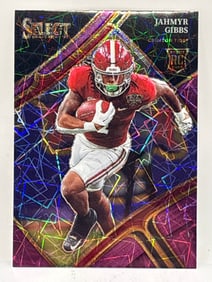 2023 PANINI SELECT DRAFT PICKS JAHMYR GIBBS VELOCITY PRIZM HOLO ROOKIE CARD