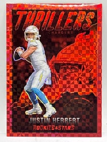 2022 PANINI ROOKIES & STARS JUSTIN HERBERT RED THRILLERS PRIZM HOLO INSERT