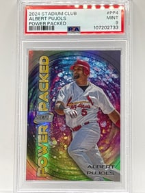 POP 2, O HIGHER! 2024 STADIUM CLUB ALBERT PUJOLS POWER PACKED INSERT GRADED PSA MINT 9