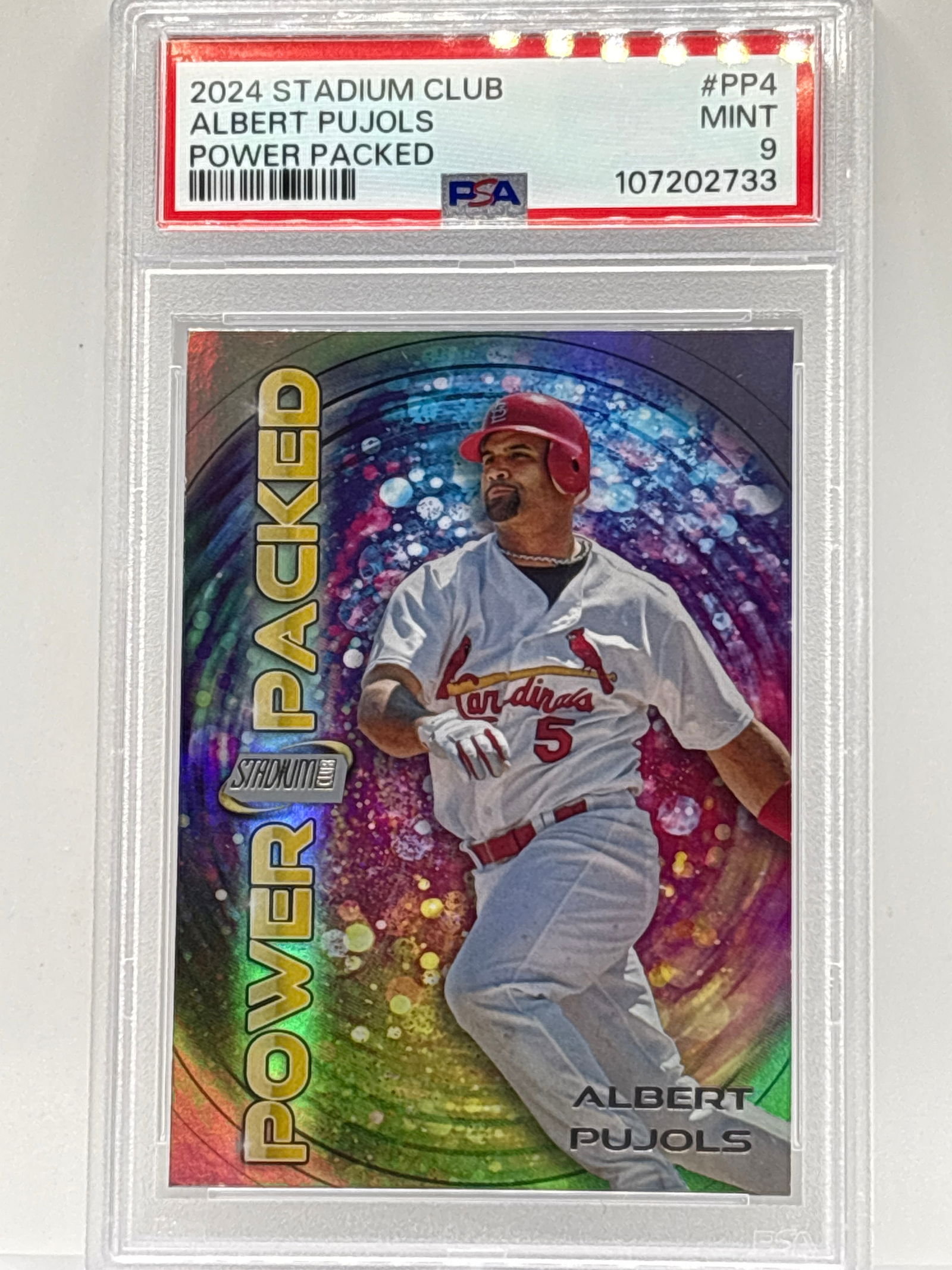 POP 2, O HIGHER! 2024 STADIUM CLUB ALBERT PUJOLS POWER PACKED INSERT GRADED PSA MINT 9 (1 of 6)