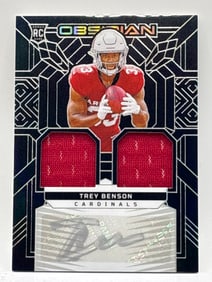 207/299!! 2024 PANINI OBSIDIAN RPA TREY BENSON AUTOGRAPHED DOUBLE PATCH ROOKIE CARD