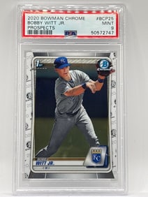 2020 BOWMAN CHROME BOBBY WITT JR PROSPECTS ROOKIE CARD GRADED PSA MINT 9
