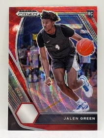 2021 PANINI PRIZM DRAFT PICKS JALEN GREEN RED WAVE PRIZM HOLO ROOKIE CARD