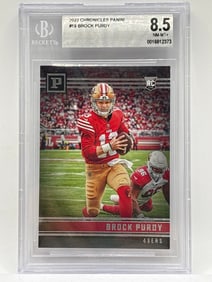 2022 PANINI CHRONICLES PANINI BROCK PURDY ROOKIE CARD GRADED BECKETT NM-MT+ 8.5