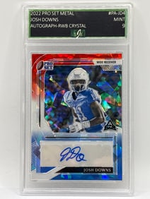 3/5!! 2022 PRO SET METAL JOSH DOWNS R/W/B CRYSTAL AUTOGRAPHED ROOKIE CARD MINT 9