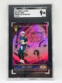 219/399!! 2021 PANINI ILLUSIONS MAC JONES TROPHY COLLECTION PONK ROOKIE CARD GRADED SGC MINT 9