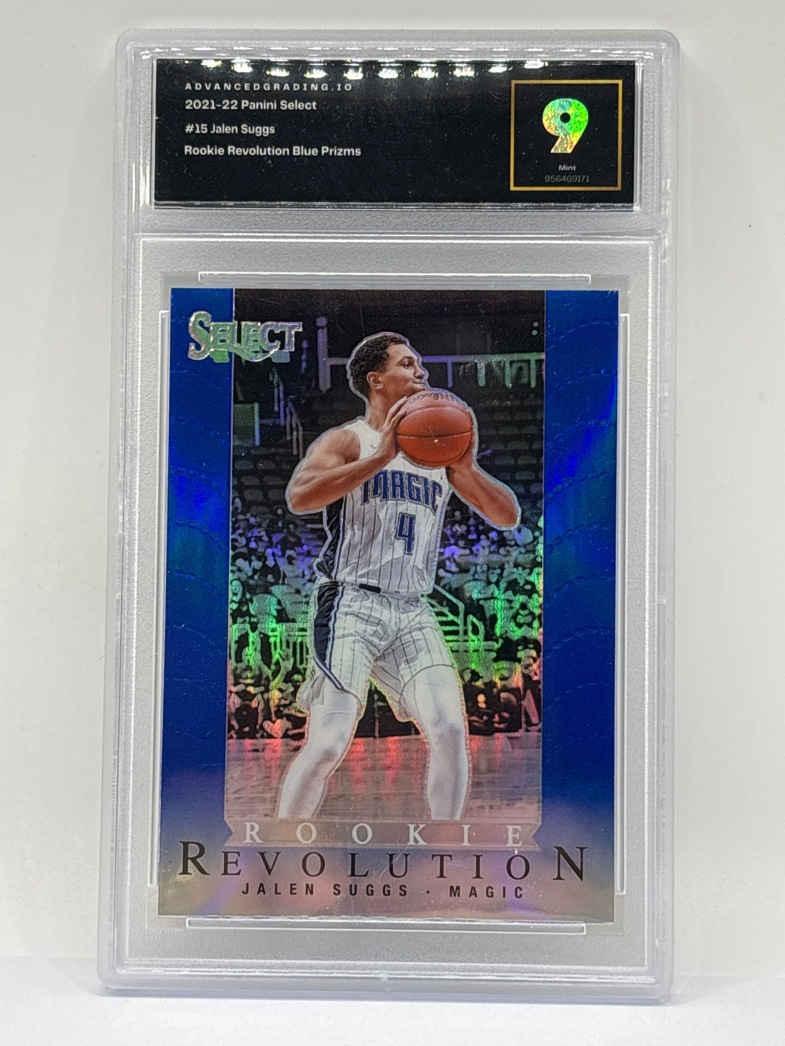 2021-22 PANINI SELECT JALEN SUGGS BLUE PRIZM ROOKIE CARD GRADED MINT 9 (1 of 4)