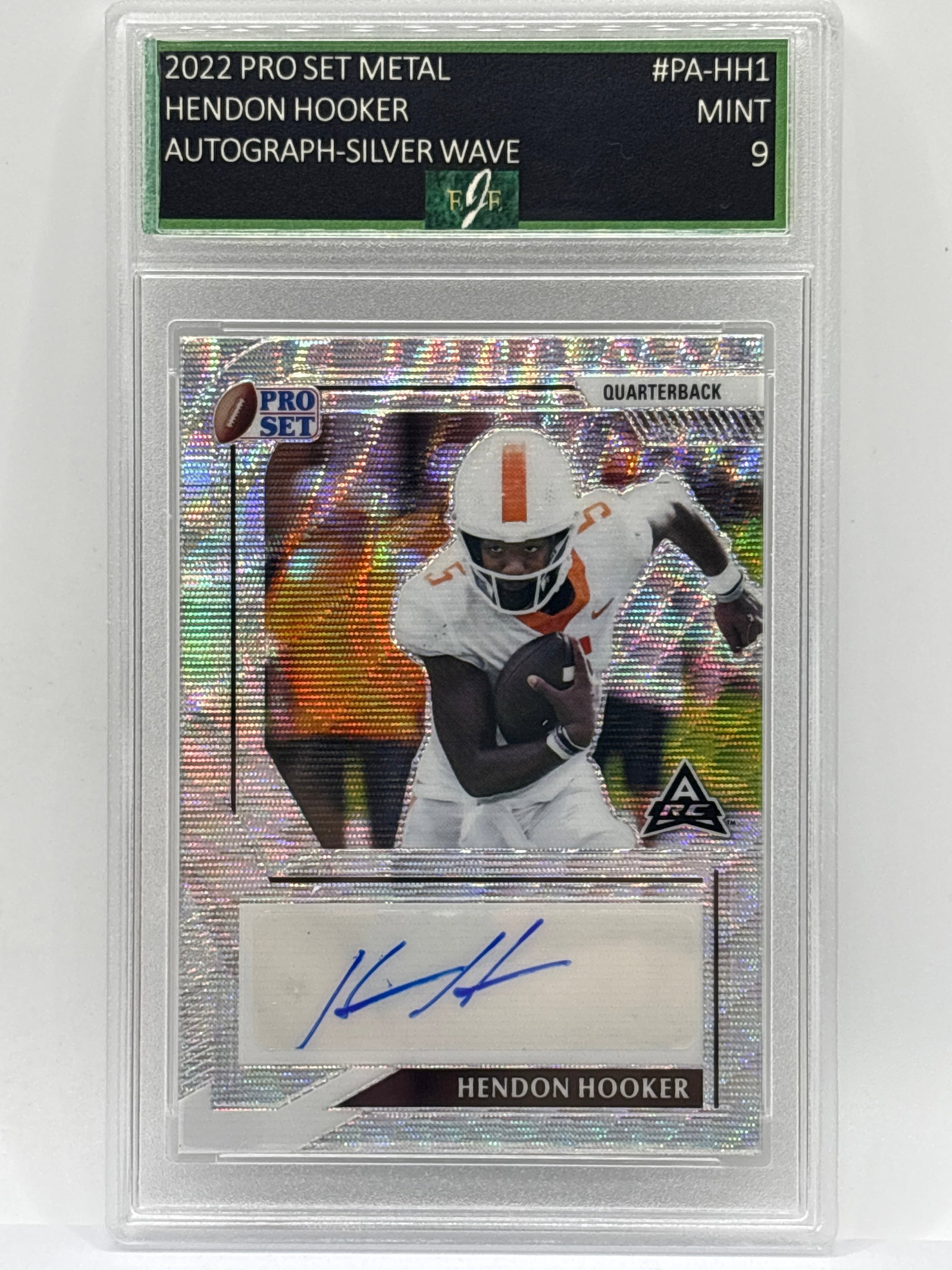 37/40!! 2022 PRO SET METAL HENDON HOOKER SILVER WAVE AUTOGRAPHED ROOKIE CARD GRADED MINT 9: THE HOBBY BOX