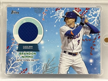 2023 TOPPS HOLIDAY MEGA BRANDON NIMMO PLAYER-WORN PATCH CARD