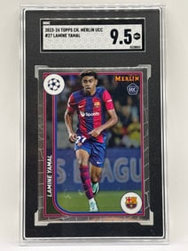 2023-24 TOPPS CHROME MERLIC COLLECTION LAMINE YAMAL ROOKIE CARD GRADED SGC MINT+ 9.5