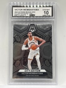 2023-24 PANINI MOSAIC VICTOR WEMBANYAMA CITY EDITION ROOKIE CARD GRADED CCG GEM MINT 10