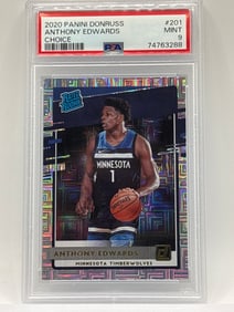 2020 PANINI DONRUSS ANTHONY EDWARDS CHOICE RATED ROOKIE CARD GRADED PSA MINT 9