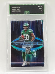 EXTREMELY RARE 2022 PANINI SPECTRAVERSE BREECE HALL PRIZM HOLO SSP ROOKIE CARD GRADED MINT 9