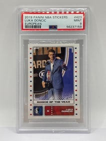 2019 PANINI NBA STICKERS LUKA DONCIC EUROPEAN ROOKIE OF THE YEAR CARD GRADED PSA MINT 9