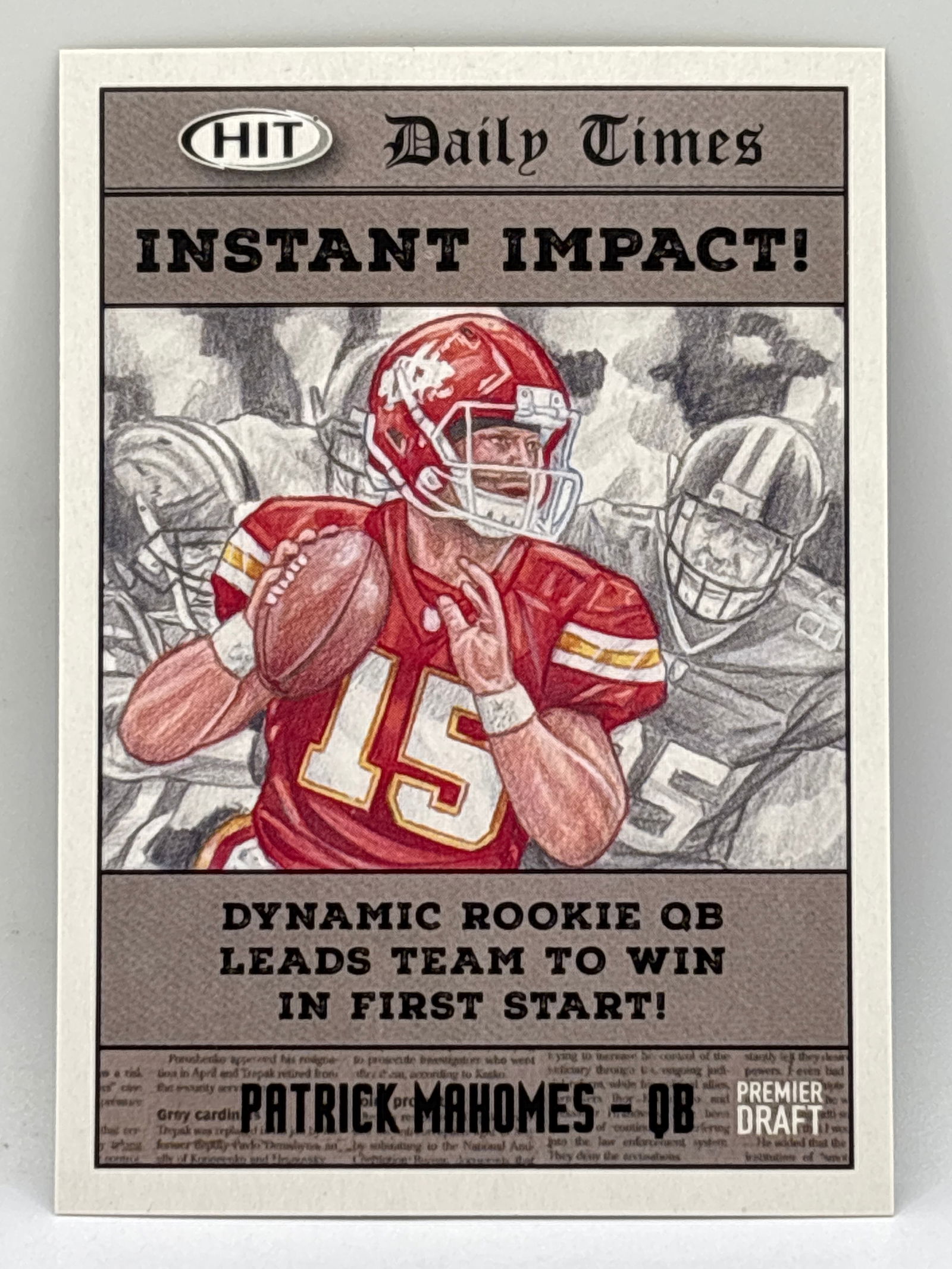 2018 SAGE HIT PATRICK MAHOMES INSTANT IMPACT! ROOKIE CARD (1 of 2)