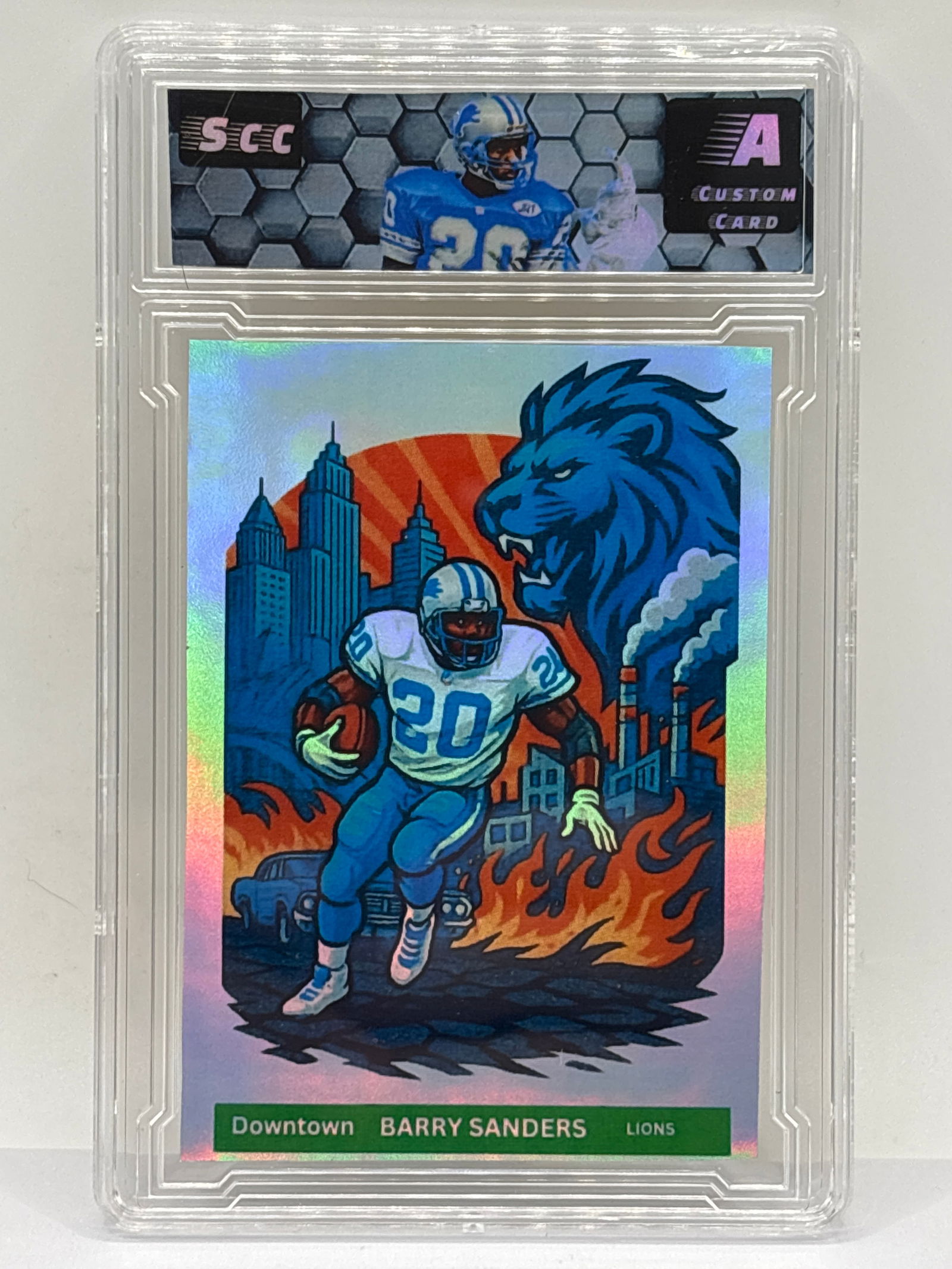 LIMITED EDITION BARRY SANDERS SLABBED CUSTOM DOWNTOWN CARD (1 of 3)