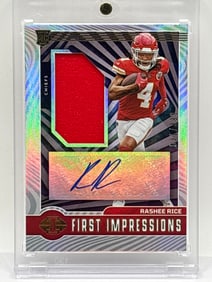 /399 2023 PANINI ILLUSIONS FIRST IMPRESSIONS RPA RASHEE RICE AUTOGRAPHED ROOKIE PATCH CARD