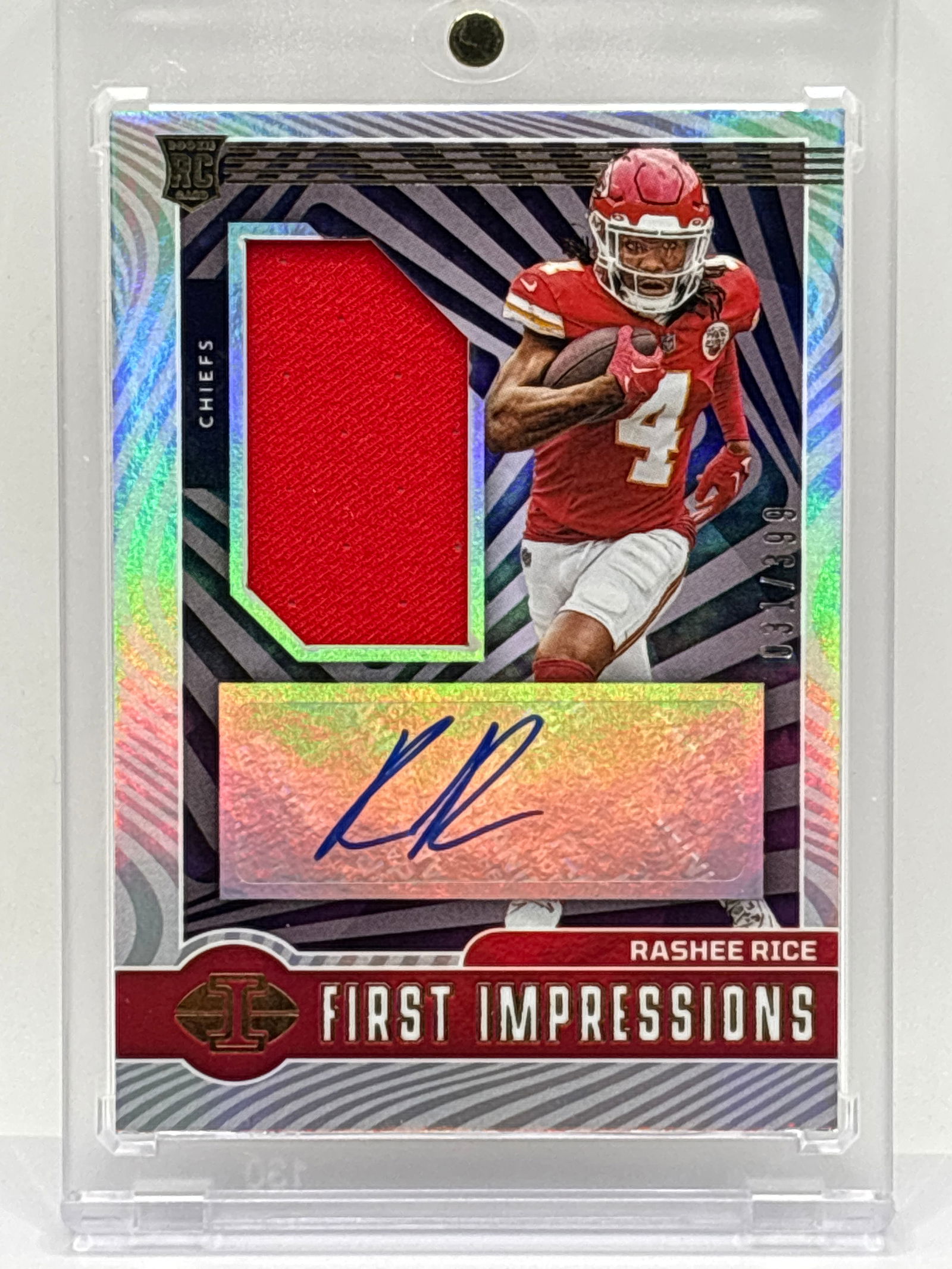 /399 2023 PANINI ILLUSIONS FIRST IMPRESSIONS RPA RASHEE RICE AUTOGRAPHED ROOKIE PATCH CARD (1 of 4)