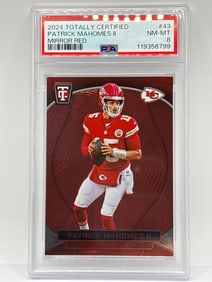 /249 2024 PANINI TOTALLY CERTIFIED PATRICK MAHOMES II MIRROR RED SP GRADED PSA NM-MT 8