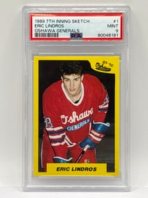 1989 7TH INNING STRETCH ERIC LINDROS OSHAWA GENERALS ROOKIE CARD GRADED PSA MINT 9