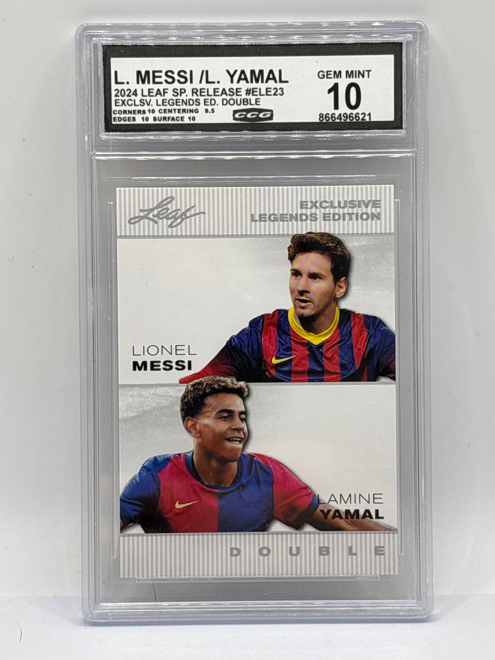 2024 LEAF SPECIAL RELEASE LIONEL MESSI & LAMINE YAMAL EXCLUSIVE LEGENDS EDITION GRADED GEM MINT 10: THE HOBBY BOX